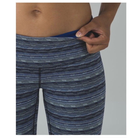 LULULEMON Wunder Under Crop III 21 1/2” Space Dye Twist Sapphire Blue Multi SZ 8 - Picture 3 of 12
